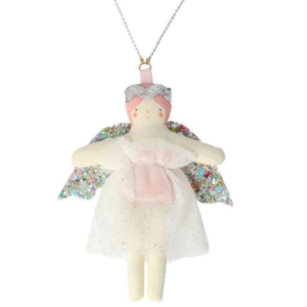 Meri Meri Evie doll necklace - winged angel w/crown on a chain – NIB